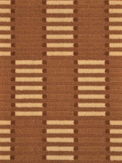 Bellbridge Quadrant color Curry 21/7802 color swatch. Quadrant Curry has a cut/loop construction, using colors of camel and beige to create the grid design.