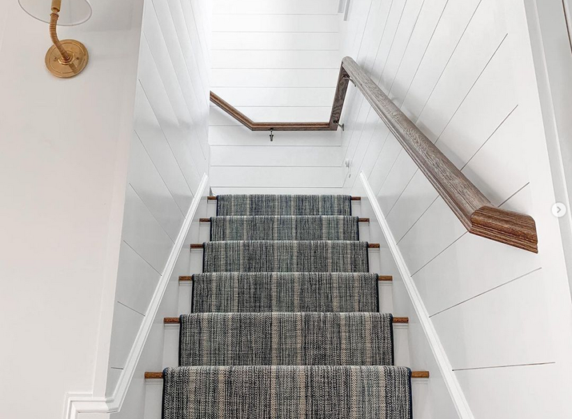 Linen Stripe Navy/Denim - Image credit: Kelly McGuill (Designer) and The Carpet Workroom (fabricator)