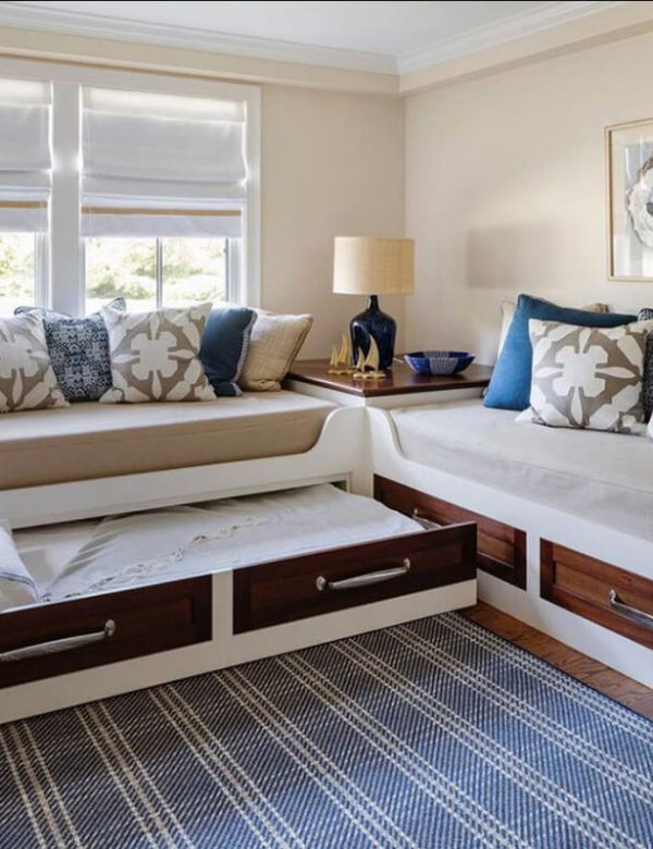 Hensley, Navy - Image credit: Digs Design, Newport, RI Hensley, Navy - Image credit: Digs Design, Newport, RI Hensley is a plaid design having 3 colors. Image shows Hensley rug in bedroom setting with furniture.