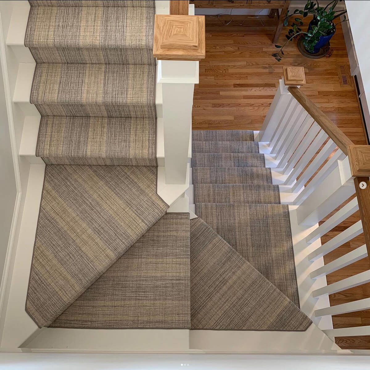 Linen Stripe, Color: Silver Sand 230/5703 installed on stairs and hallway. Image credit: Gordon Rugs.