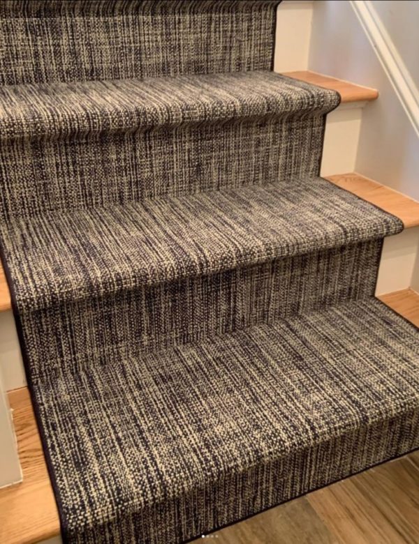 Linen, Color: Navy 29/5700 installed on stairs by Gordon Rugs, Newburyport, RI Linen, Color: Navy 29/5700 installed on stairs by Gordon Rugs, Newburyport, RI